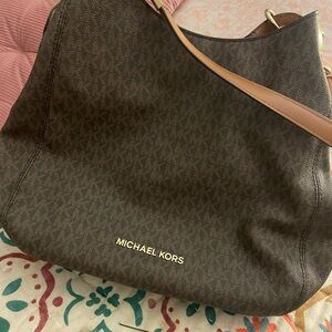 Michael Kors Dark Brown and Tan Shoulder Bag
